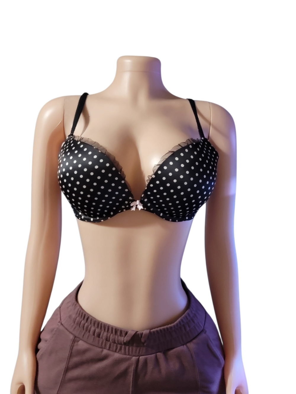 Victoria's Secret Black and White Polka Dot Push-Up Bra